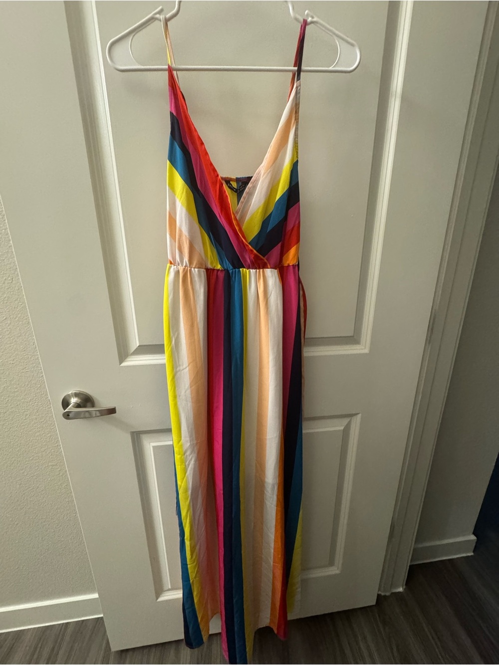SHEIN Bright Multicolor Striped V-Neck Maxi Dress